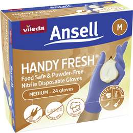 Vileda Ansell Handy Fresh Nitrile Disposable Gloves Medium 24 Pack
