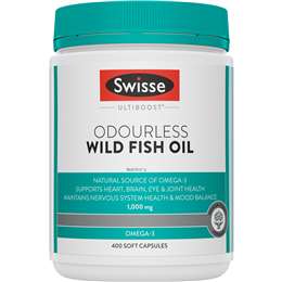 Swisse Ultiboost Odourless Wild Fish Oil 1000mg Capsules 400 Capsules