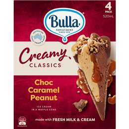 Bulla Creamy Classics Choc Caramel Peanut Ice Cream Cones