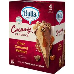 Bulla Creamy Classics Choc Caramel Peanut Ice Cream Cones