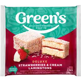 Green's Strawberries & Cream Lamingtons 4 Pack