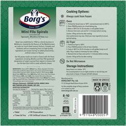 Borg's Mini Filo Spirals Spinach Mizithra & Feta