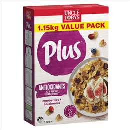 Uncle Tobys Plus Cereal Cranberries & Blueberries product image