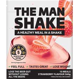 The Man Shake Diet High Protein Low Sugar Strawberry Meal Replacement 560g