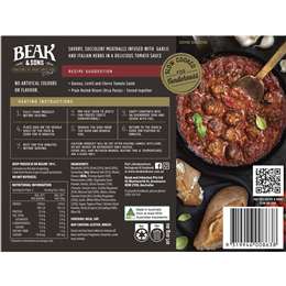 Beak & Sons Slow Cooked Meatballs In Italian Herb Sauce