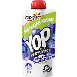 Yoplait Yop Yoghurt With Probiotics No Sugar Added Blueberry Pouch