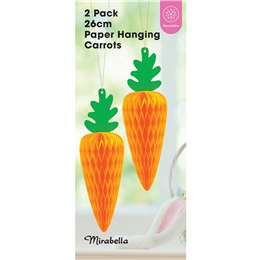 Mirabella Easter 26cm Paper Hanging Carrots 2 Pack