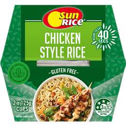 Sunrice Microwave Chicken Style Flavoured Rice Cups 2x125g 250g