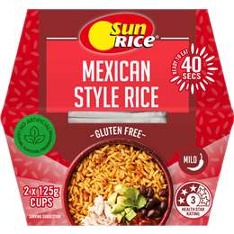 Sunrice Microwave Mexican Flavoured Rice Cups 2x125g 250g