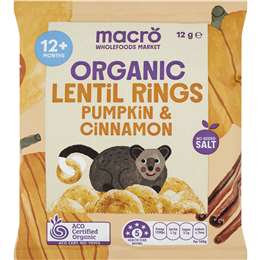 Macro Organic Lentil Rings Pumpkin & Cinnamon 12g