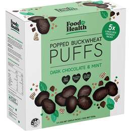 Food For Health Popped Buckwheat Puffs Dark Chocolate & Mint 5 Pack