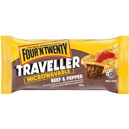 Four'n Twenty Traveller Microwavable Beef & Pepper Pie Each