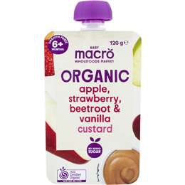 Macro Organic Baby Food Apple Strawberry Beetroot & Vanilla Custard
