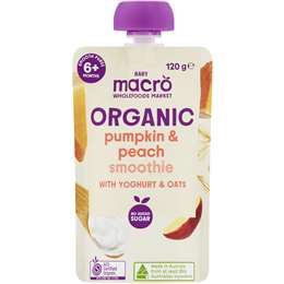 Macro Organic Baby Food Pumpkin & Peach Smoothie with Yoghurt & Oats