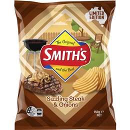 Smith's Sizzling Steak & Onions Chips 150g