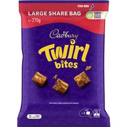 Cadbury Twirl Milk Chocolate Bites Large Snack & Share Bag