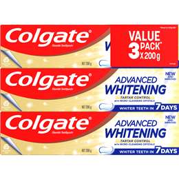 Colgate Advanced Whitening Toothpaste 200g X 3 Pack | Woolworths