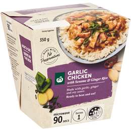 Woolworths Garlic Chicken With Sesame Ginger & Rice Box