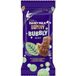 Cadbury Bubbly Mint Chocolate Bunny 32g | Woolworths