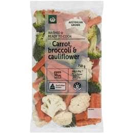 Woolworths Washed & Ready To Cook Carrot Broccoli & Cauliflower Mix