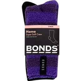 Bonds Ladies Super Soft Crew Socks Purple Size 8+ 2 Pack