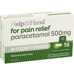 Help@Hand For Pain Relief Paracetamol 500mg Rapid Release Tablets 16 pack
