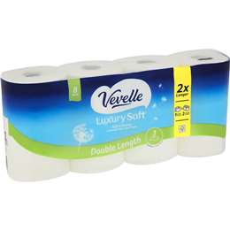 Vevelle Double Length 3 Ply Toilet Tissue 8 pack