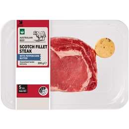 Woolworths Beef Scotch Fillet Steak With Peppercorn Butter