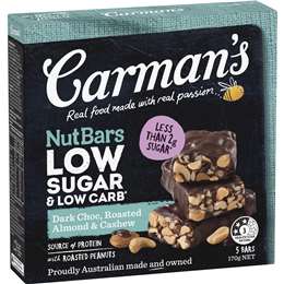 Carman's Low Sugar & Carb Nut Bar Dark Choc 170g
