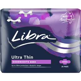 Libra Ultra Thins Sanitary Pads Goodnights With Wings 20 pack