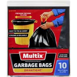 Multix Garbage Bag Drawtight 76L 10 pack