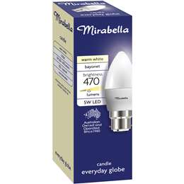 Mirabella Led Candle Bc 5w 470lm Warm White 1 Pack