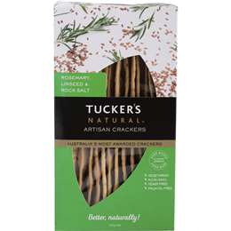 Tucker's Artisan Crackers Rosemary Linseed & Rock Salt 100g