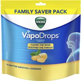 Vicks VapoDrops Butter Menthol Lozenges 70 pack
