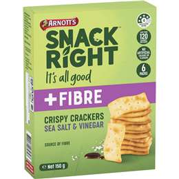 Arnott's Snack Right Crispy Cracker Biscuits Sea Salt & Vinegar 150g