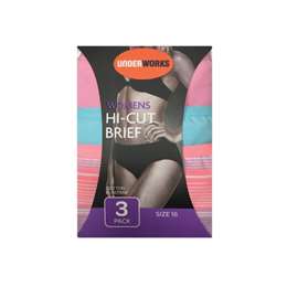 Underworks Underwear Womens Hi-cut Brief Size 16
