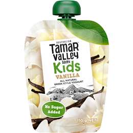 Tamar Valley Dairy Kids Greek Yoghurt Pouch Vanilla 110g