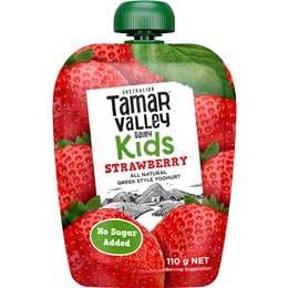 Tamar Valley Dairy Kids Greek Yoghurt Pouch Strawberry 110g
