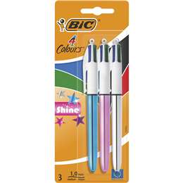 Bic 4 Colour Shine Ballpoint Pens 3 Pack