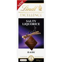 Lindt Excellence Salty Liquorice Dark Chocolate Block 100g