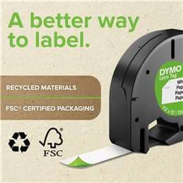 Dymo Letratag Plastic Tape 12mm X 4m 