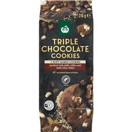 Woolworths 8 Soft Baked Cookies Triple Chocolate 210g