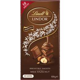 Lindt Lindor Hazelnut Milk Chocolate Block 100g