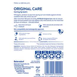 Nivea Lip Original Moisturising Lip Balm For Dry & Cracked Lips