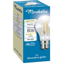 Mirabella 7w Led Gls Decorative Globe Bayonet Warm White Each