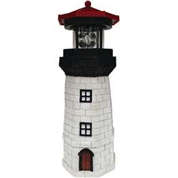 Mirabella Resin Solar Lighthouse Tower Light Red Each