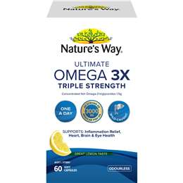 Nature's Way Ultimate Omega 3X Triple Strength Soft Capsules Lemon 60 pack