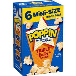 Poppin Triple Butter Microwave Popcorn Mini-Size Snack Bags