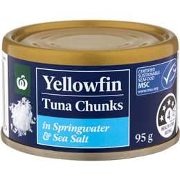 Woolworths Yellowfin Tuna Chunks Springwater & Sea Salt 95g