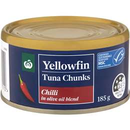 Woolworths Yellowfin Tuna Chunks Olive Oil Blend With Chilli 185g